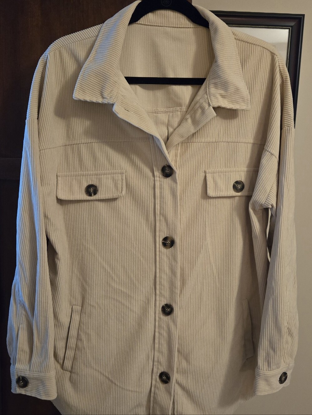 Oversized Beige Corduroy Shirt Jacket Shacket Women's XL